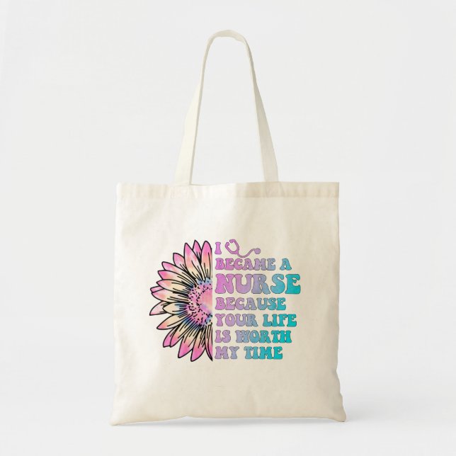 Tote Bag Infirmière Votre vie vaut la peine Mon temps (Devant)