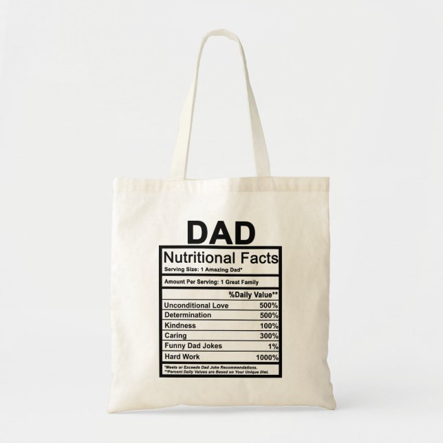 Tote Bag Informations nutritionnelles Papa (Devant)