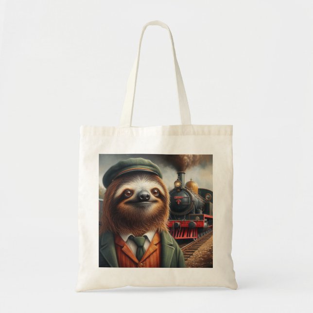 Tote Bag Ingénieur de train Sloth (Devant)