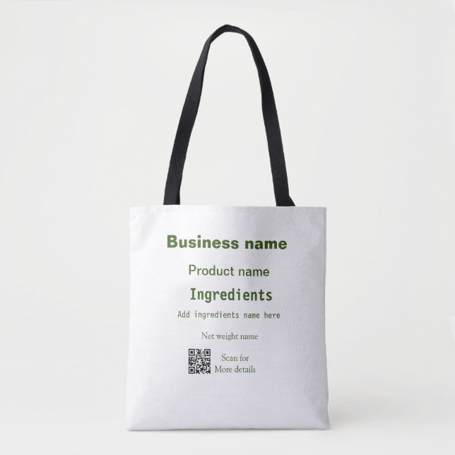 Tote Bag Ingrédients ajouter le nom de produit analyse de p (Devant)