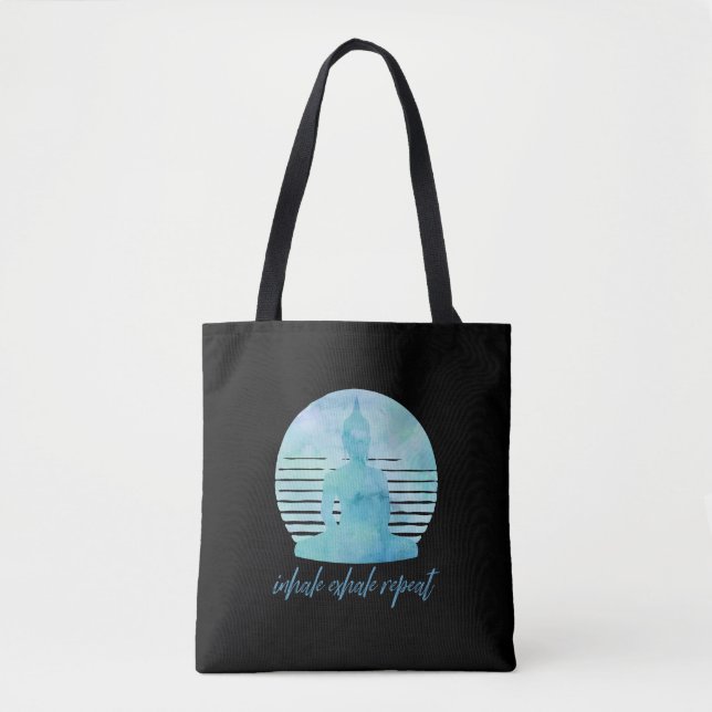Tote Bag Inhale Exhale Répéter bleu (Devant)