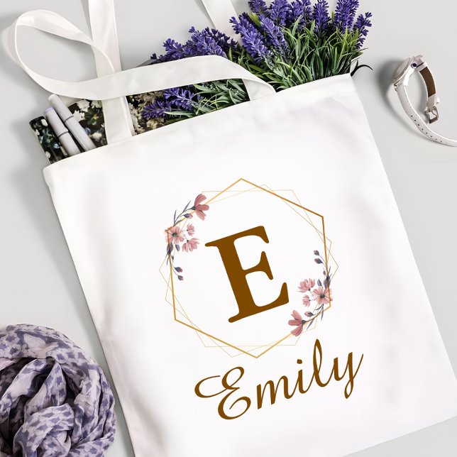 Tote Bag Initiale et monogramme personnalisés de fille avec (Créateur téléchargé)