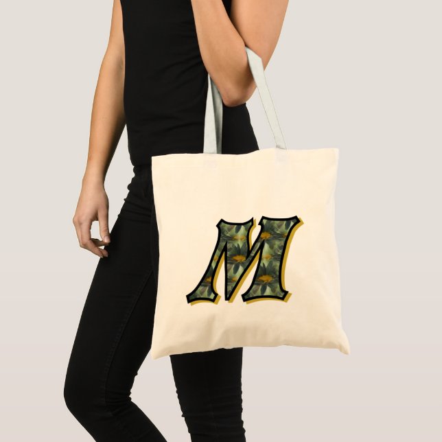 Tote Bag Initiale M monogramme de pâquerettes (Devant (produit))
