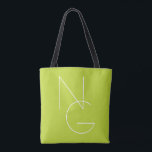 Tote Bag Initiales de chevauchement modernes 2 | Lime vert<br><div class="desc">Initiales qui se chevauchent aujourd'hui.</div>