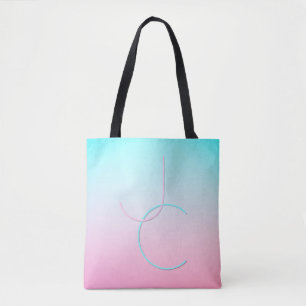 Tote Bag Initiales de chevauchement modernes 2 Rose turqu