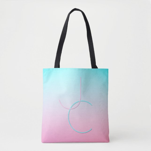 Tote Bag Initiales de chevauchement modernes 2 | Rose turqu (Devant)