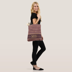 Tote Bag Initiales de monogramme aux feuilles d'or de Bourg