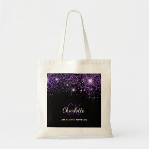 Tote Bag Initiales de monogramme de parties scintillant vio