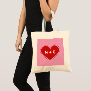 Tote Bag Initiales du coeur en titre de la Saint-Valentin/T
