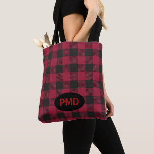 Tote Bag Initiales du monogramme de contrôle du bison noir