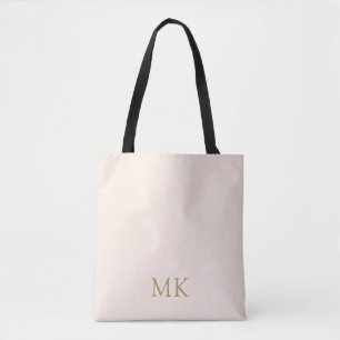 Tote Bag Initiales du monogramme d'or rose vif personnalis