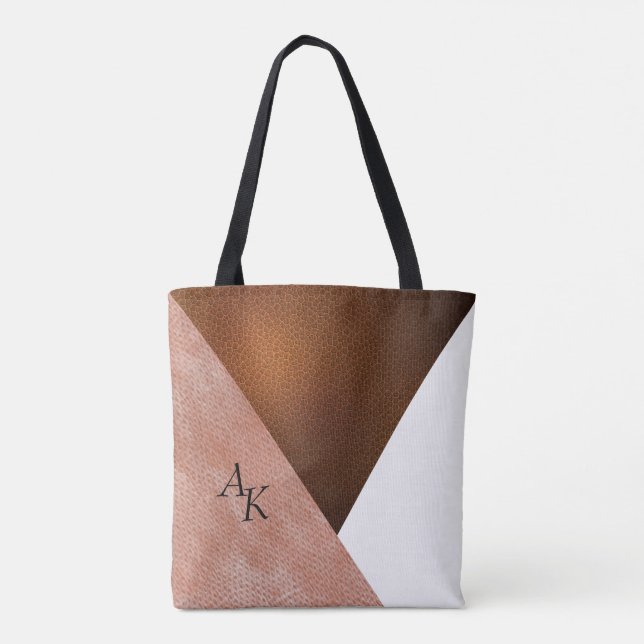 Tote Bag Initiales en cuir de crème moderne élégante Person (Dos)