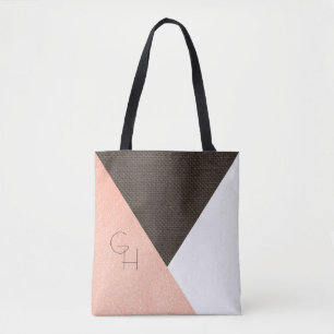 Tote Bag Initiales en cuir de crème moderne et élégant