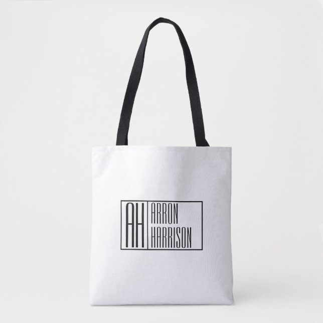 Tote Bag Initiales minimes modernes et logo de nom (Devant)