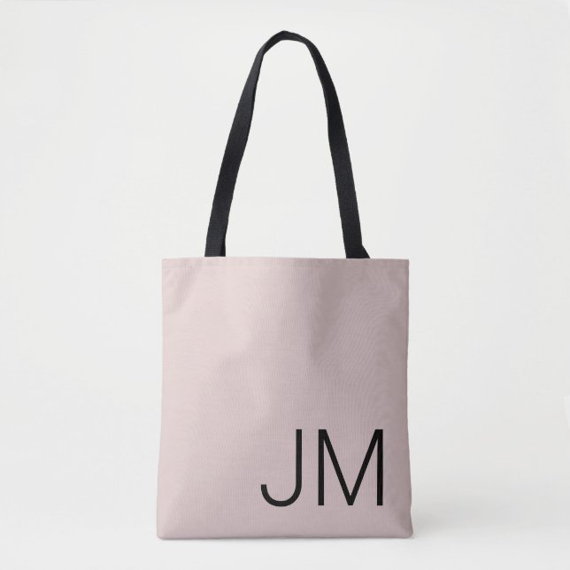 Tote Bag Initiales Monogrammées Surdimensionnées Rose Pâle  (Devant)