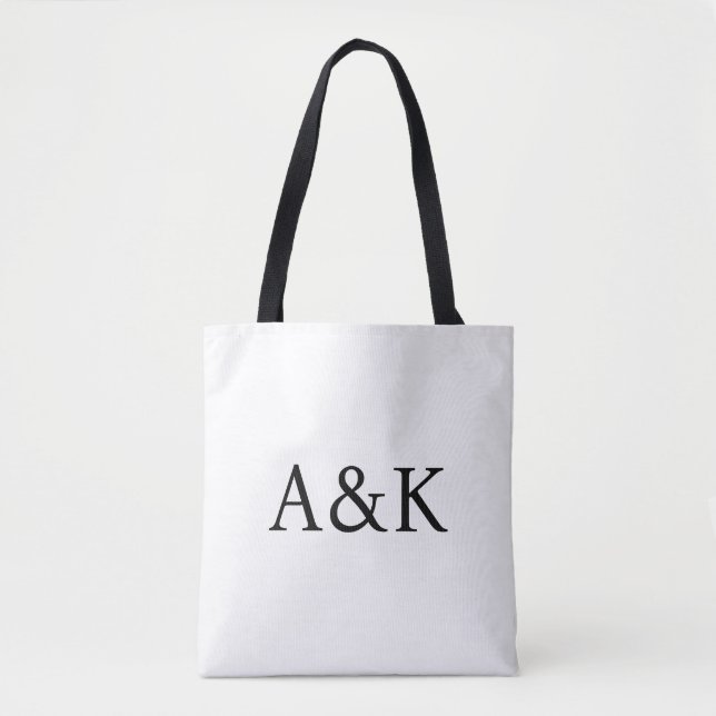 Tote Bag Initiales personnalisées sur fond blanc (Devant)