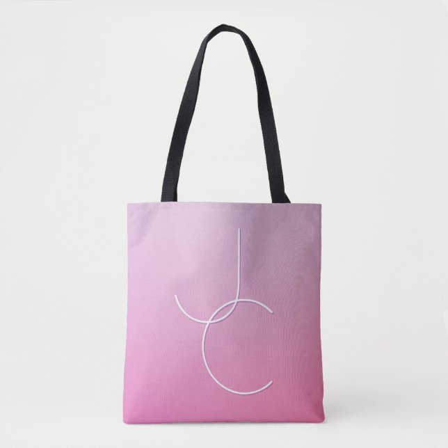 Tote Bag Initiales superposées Modern 2 | Ombre rose (Devant)
