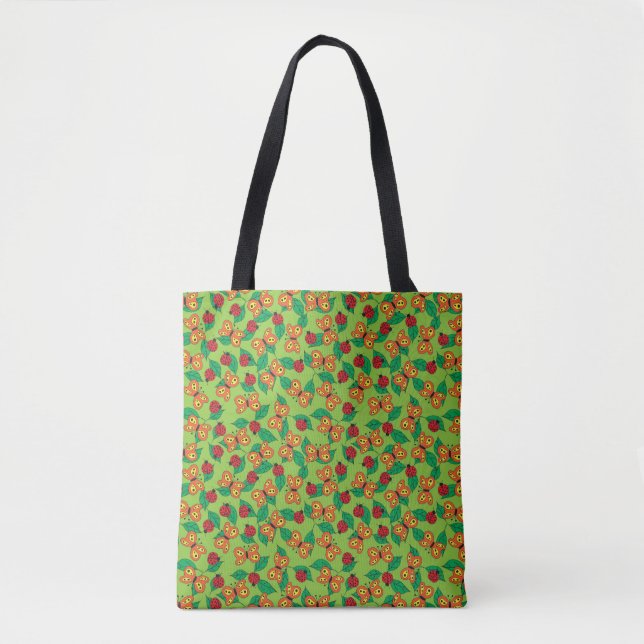 Tote Bag Insectes colorés, papillons et coccinelles  (Devant)