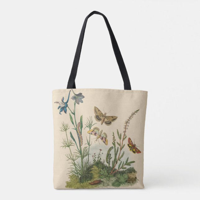 Tote Bag Insectes de jardin vintage, papillons, chenilles (Dos)