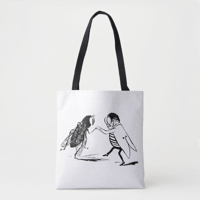 Tote Bag Insectes vintage dansant ; mouche bleue (Devant)