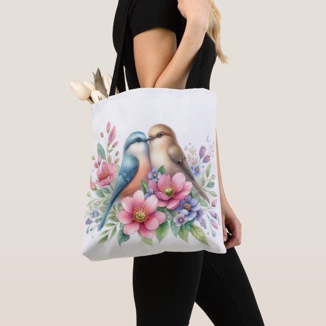 Tote Bag Inséparables des fleurs de printemps (De près)