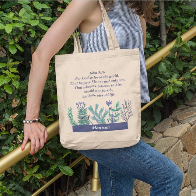 Tote Bag Inspiration de la Bible chrétienne Verse mignon Mo (Créateur téléchargé)
