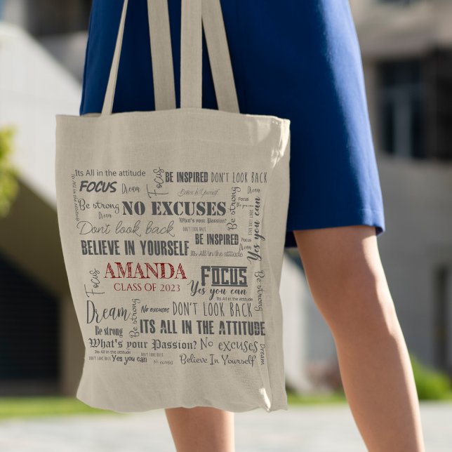 Tote Bag Inspiration personnalisée Word Art Graduation (Créateur téléchargé)