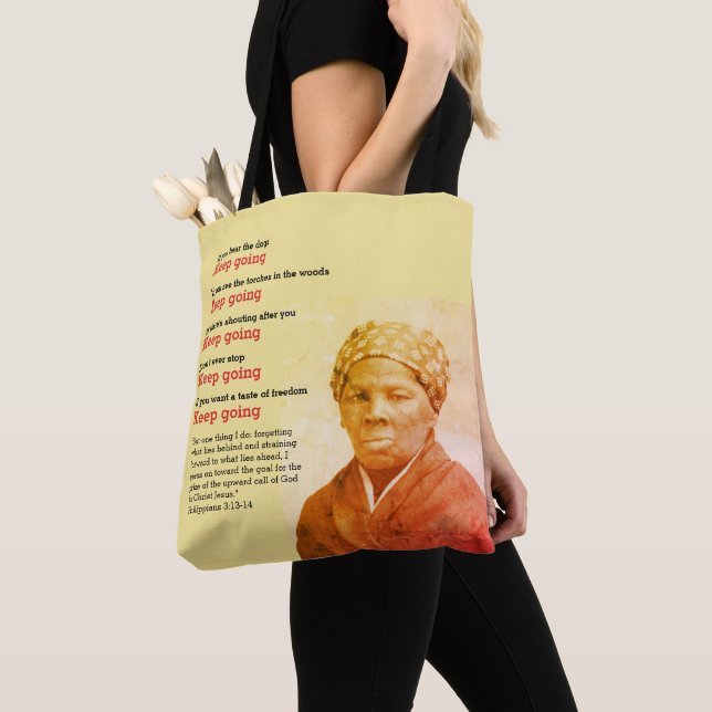 Tote Bag Inspirational HARRIET TUBMAN Continuez À Citer (De près)