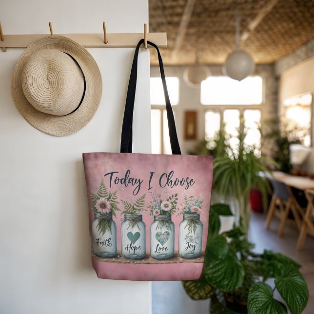 Tote Bag Inspirational Mason Jar Choisissez la foi, l'espoi (Créateur téléchargé)