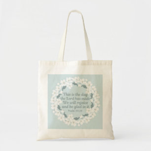 Tote Bag Inspirationnel Psaume chrétien 118:24 Cute Floral