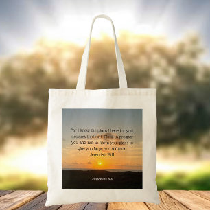 Tote Bag Inspirationnelle Bible Verse Jérémie 29:11 Coucher