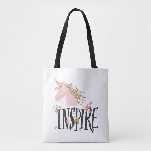 Tote Bag Inspirez la licorne de crinière d'or de | (Devant)