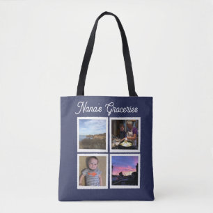 Tote Bag Instagram Photo Navy Blue Large