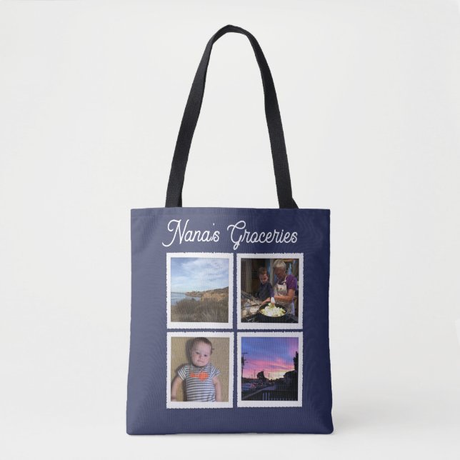 Tote Bag Instagram Photo Navy Blue Large (Devant)