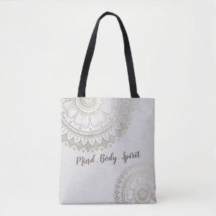 Tote Bag Instructeur de méditation Yoga Gold Mandala Fleurs