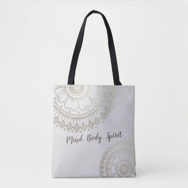 Tote Bag Instructeur de méditation Yoga Gold Mandala Fleurs (Devant)