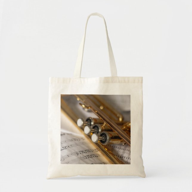 Tote Bag Instrument en laiton de trompette et de feuille de (Devant)