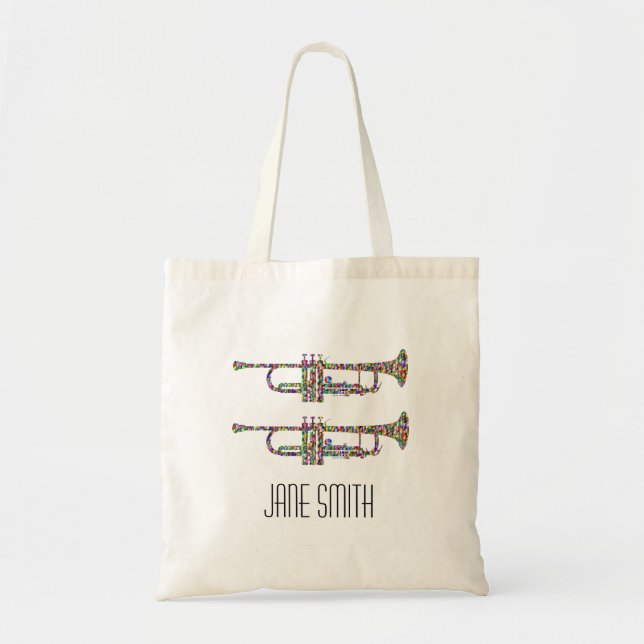 Tote Bag instrument musical de trompette funky (Devant)