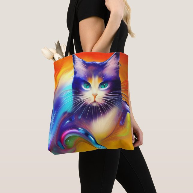 Tote Bag intelligence artificielle animal chat assis  (De près)