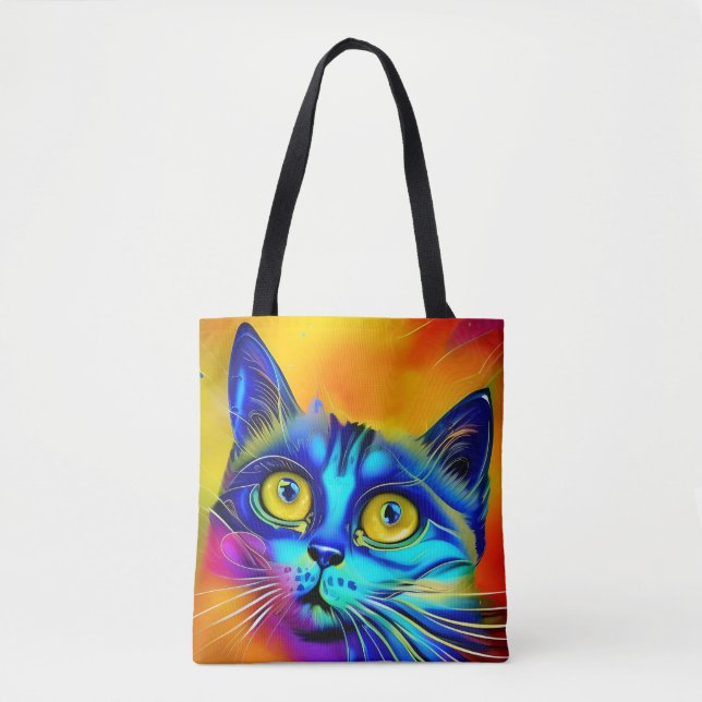 Tote Bag Intelligence artificielle visage animal chat (Devant)