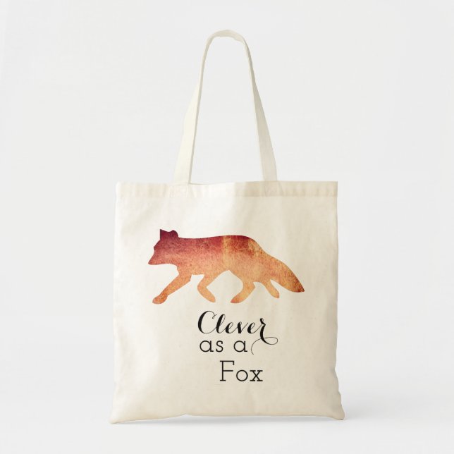 Tote Bag Intelligent comme aquarelle Typogaphy de Fox (Devant)