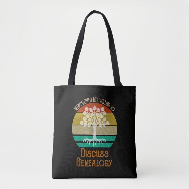 Tote Bag Introverted Mais Prêt À Discuter De La Généalogie (Devant)