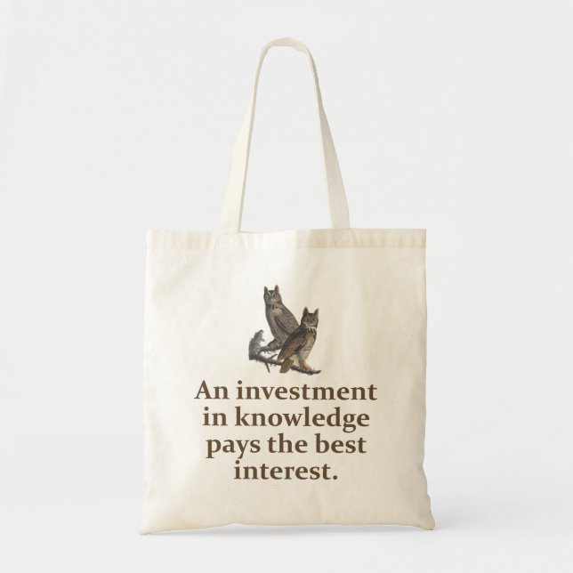 Tote Bag Investir Dans La Connaissance - Citation Sur L'Édu (Devant)