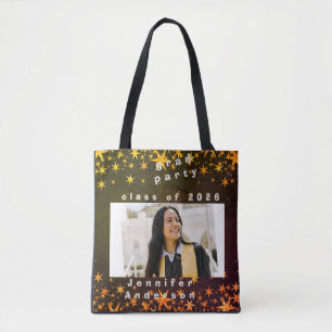 Tote Bag Invitation élégante bleue et dorée