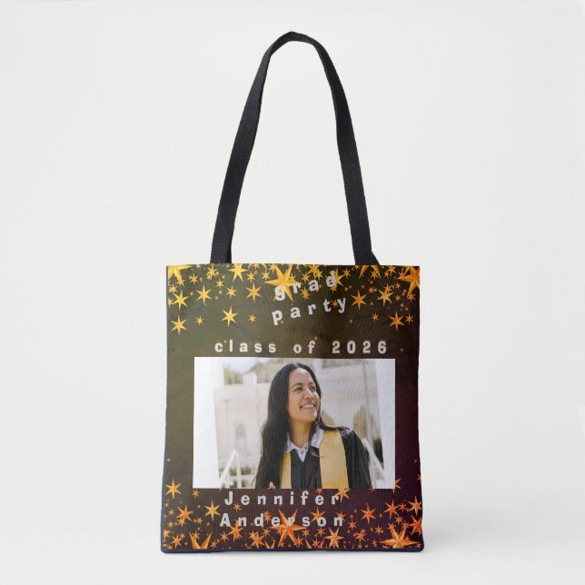 Tote Bag Invitation élégante bleue et dorée (Devant)