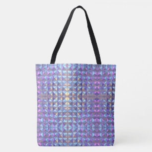 Tote Bag Iridescendance en or, bleu et violet géométrique 2