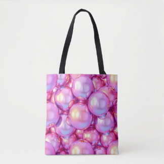 Tote Bag Iridescent Pink Glossy 3D Bubble Pattern Aesthetic