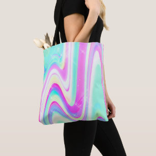Tote Bag Iridescente Holographique Liquide Swirl