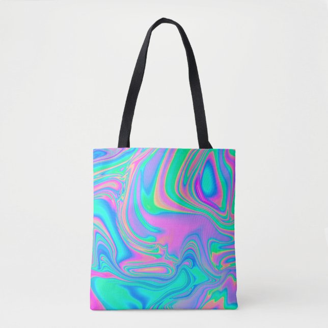 Tote Bag Iridescente marbrée texture holographique en dynam (Devant)