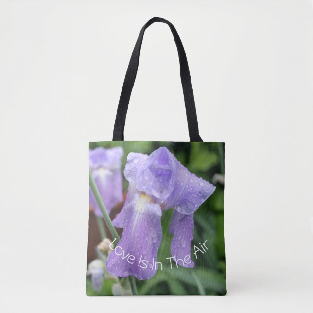 Tote Bag Iris après la pluie. Texte (Devant)